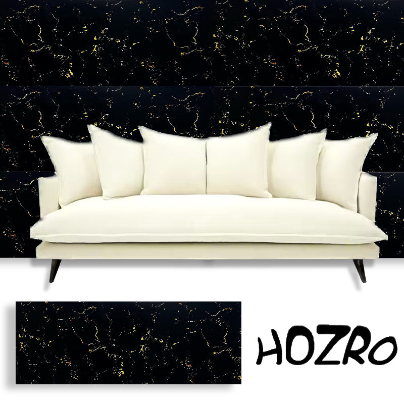 Set 10 x Placi imitatie Marmura autoadezive HOZRO, Model abstract, pentru pereti, acopera o suprafata de 1.8 mp, design modern, foarte usor de montat, 116-14 Negru HOZRO