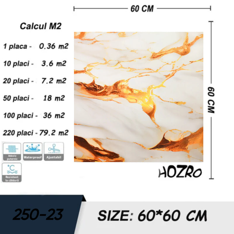 Tapet imitatie Marmura decorativa, autoadezive, model abstract, 60x60 cm, 250-23 HOZRO