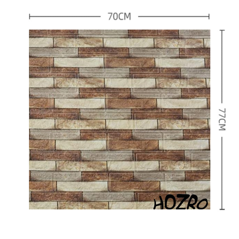 Tapet 3D autoadeziv HOZRO, Model imitatie caramida, design modern, foarte usor de montat, Caramida Maro/Crem HOZRO