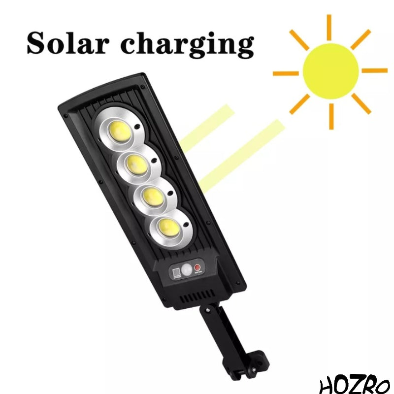 Lampă Solară cu Senzor de Mișcare HOZRO, Model SL-4COB – Panou Solar Integrat pentru Reîncărcarea Acumulatorilor, Iluminat Exterior Eficient și Economic HOZRO
