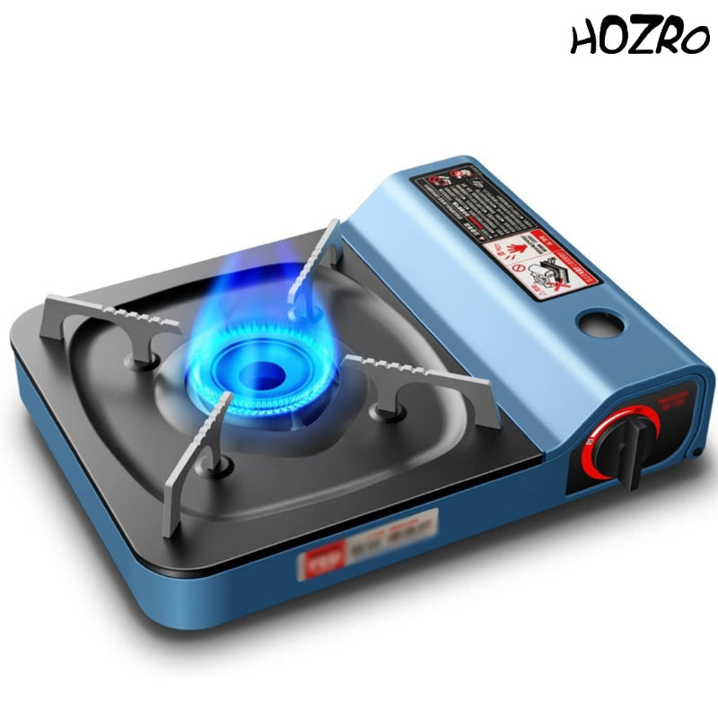 Camping Gas Stove HOZRO, Portabil 2.9KW – Aragaz cu Gaz Butan, 1.3 KG, 34.5×9×28 CM, Consum 210g/h – Fier și Aluminiu, Reglaj de Flacără, Compact și Eficient pentru Camping, Grătar sau Drumeții HOZRO