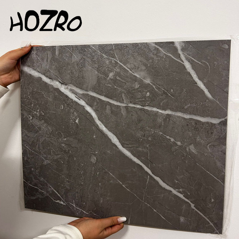 Set 10 x Placi PVC Autoadezive HOZRO, Pentru Podea, Stil Marmura, Grosime 1.4 mm, Culoare Gri Alb, Acopera 2.02 mp, Model ALM 2-5 – Rezistente si Usor de Montat HOZRO