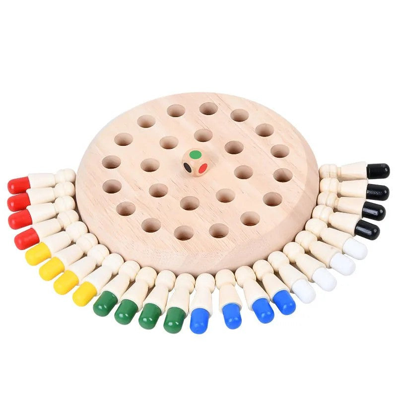 Joc Educativ Tip Șah din Lemn – Învață Culorile și Dezvoltă Memoria, 26 Piese, Stil Montessori BESTSELLS