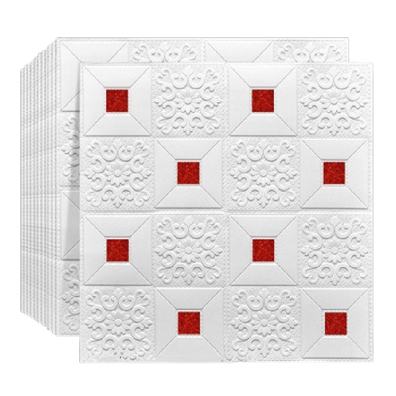 Tapet 3D autoadeziv, Model pentru Tavan/Perete, design modern, foarte usor de montat, Alb/Rosu HOZRO
