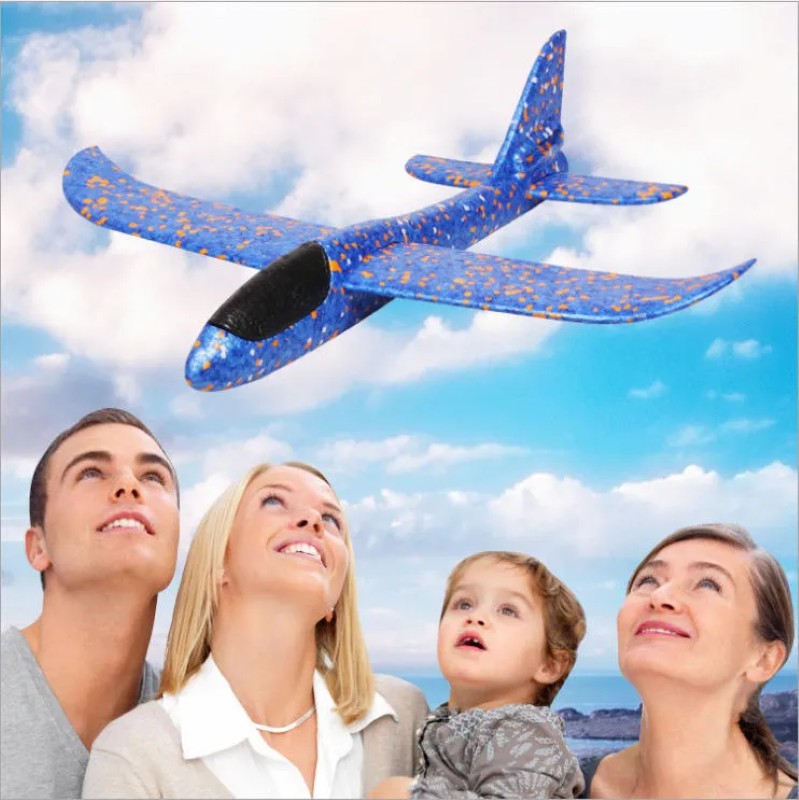 Avion planor cu lumini LED – Albastru, 49 cm, cu baterii incluse BESTSELLS