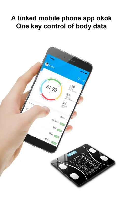 Cantar electronic inteligent HOZRO, cu aplicatie Smart, corporal, ecran digital Iluminat, termometru, negru