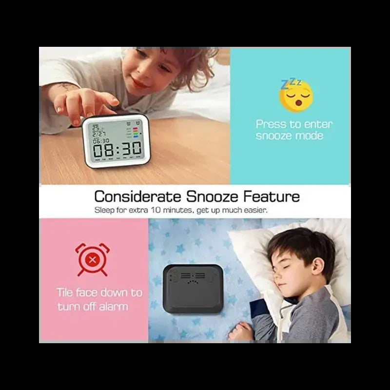 Ceas digital cu setare alarma LCD, cu Snooze Mode pentru alarma, temperatura ambientala, Iluminare de fundal BESTSELLS