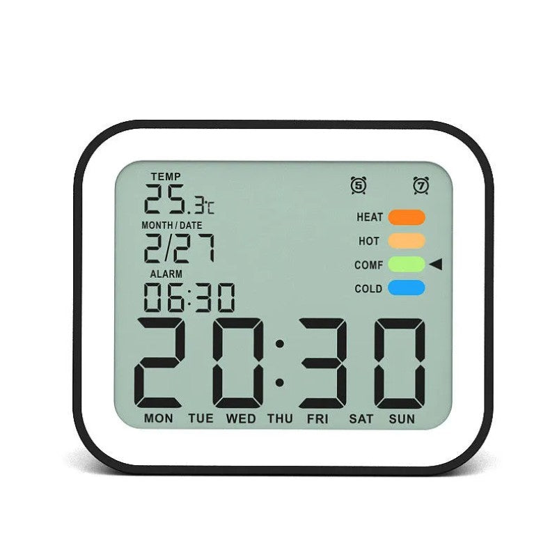 Ceas digital cu setare alarma LCD, cu Snooze Mode pentru alarma, temperatura ambientala, Iluminare de fundal BESTSELLS