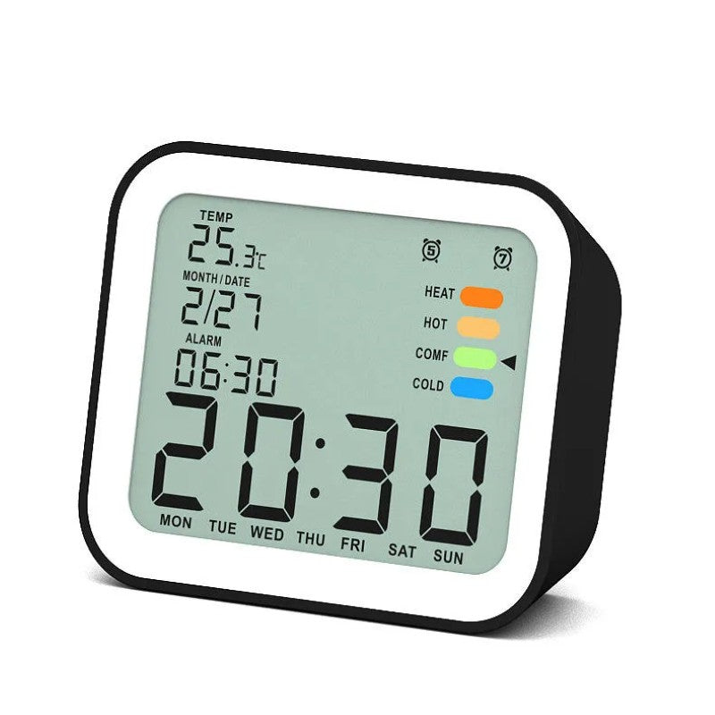 Ceas digital cu setare alarma LCD, cu Snooze Mode pentru alarma, temperatura ambientala, Iluminare de fundal BESTSELLS