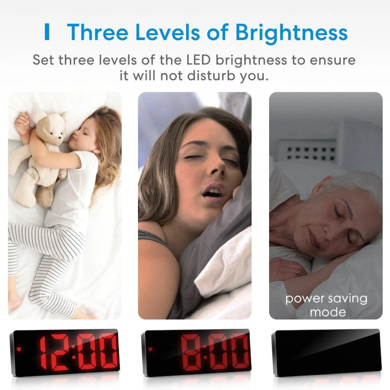Ceas Digital LED cu Oglindă – Afișaj Roșu, Cablu USB, Negru BESTSELLS
