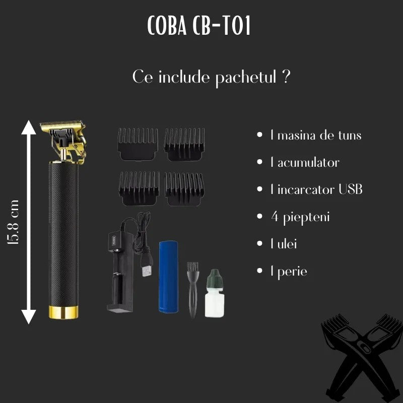 Aparat de Tuns Profesional Coba T01 – 3W, Accesorii Incluse BESTSELLS