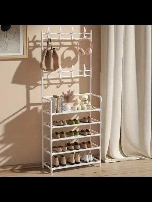 Cuier cu Pantofar Metalic – 5 Rafturi, Alb BESTSELLS