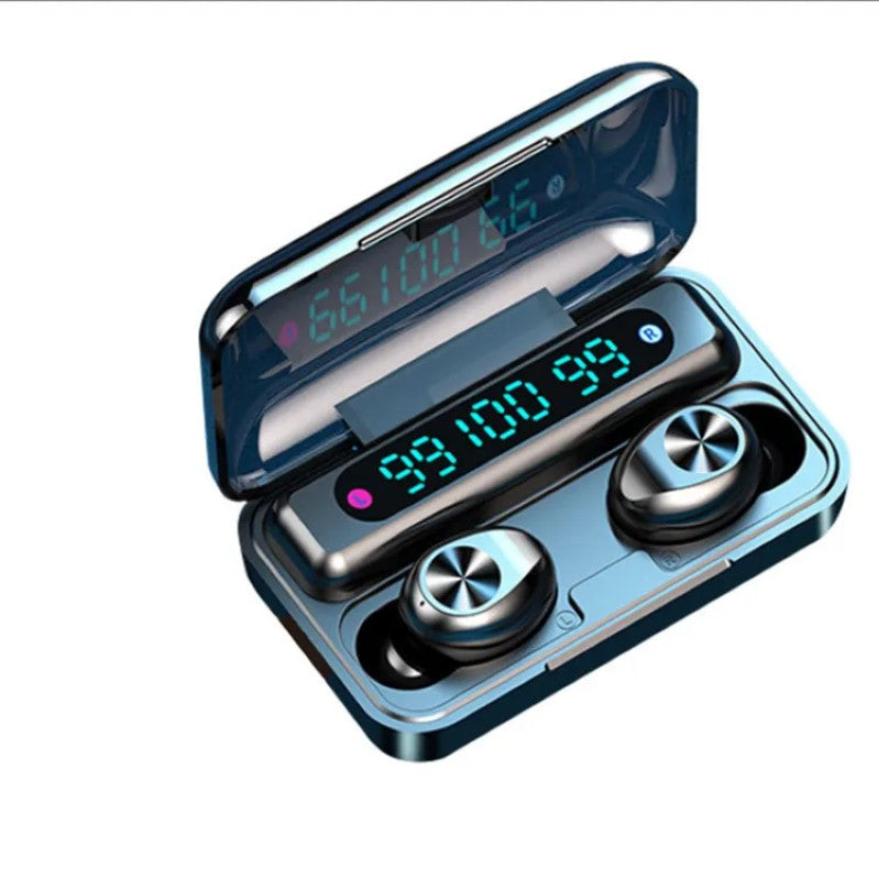 Căști F9 Smart Wireless Bluetooth V5.0, Splash-Resistent, Touch, iOS & Android, 2200mAh – Negru BESTSELLS