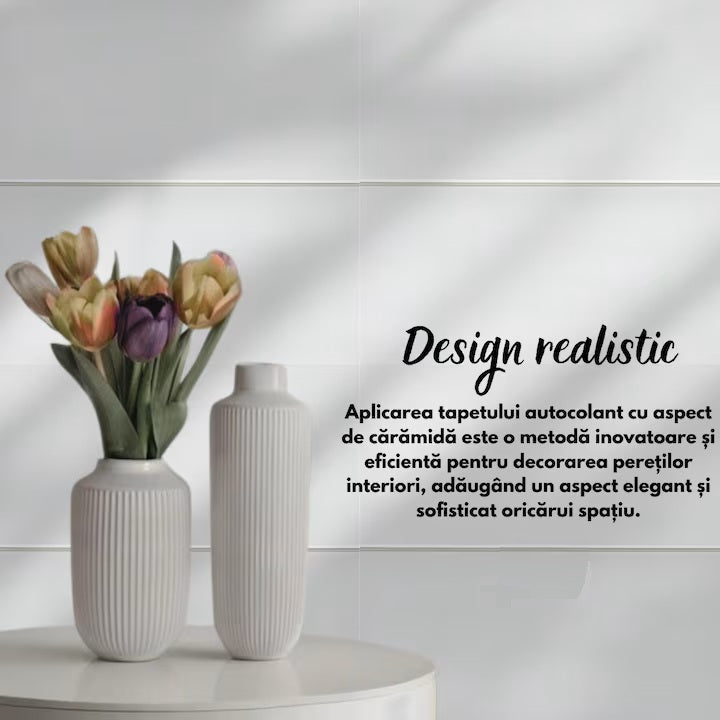 Tapet 3D autoadeziv HOZRO, Model Placa Dubla, perete/tavan, waterproof, usor de montat, design modern, 70x70 cm, albTAPET 14 HOZRO
