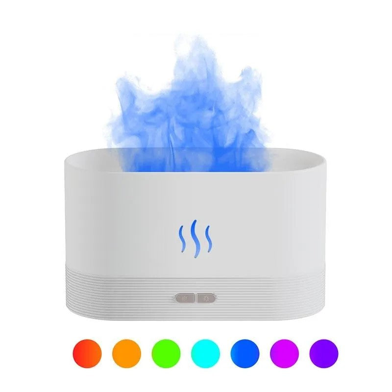 Difuzor HOZRO, de Aromaterapie, Umidificator Ultrasonic – Efect Flacără, Alb, Silentios 🌿🔥