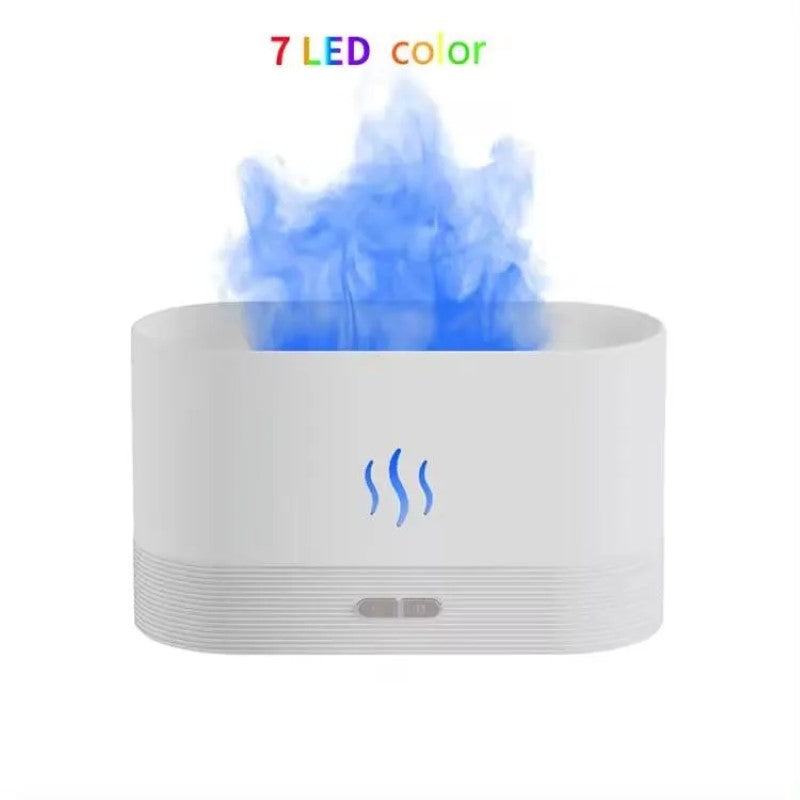 Difuzor HOZRO, de Aromaterapie, Umidificator Ultrasonic – Efect Flacără, Alb, Silentios 🌿🔥