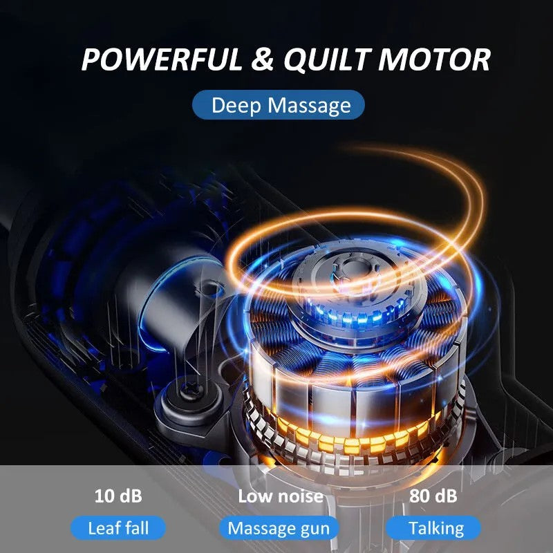 Aparat de masaj profesional HOZRO, 6 trepte de viteza, 4 capete interschimbabile, potrivit pentru relaxarea muschilor, blue