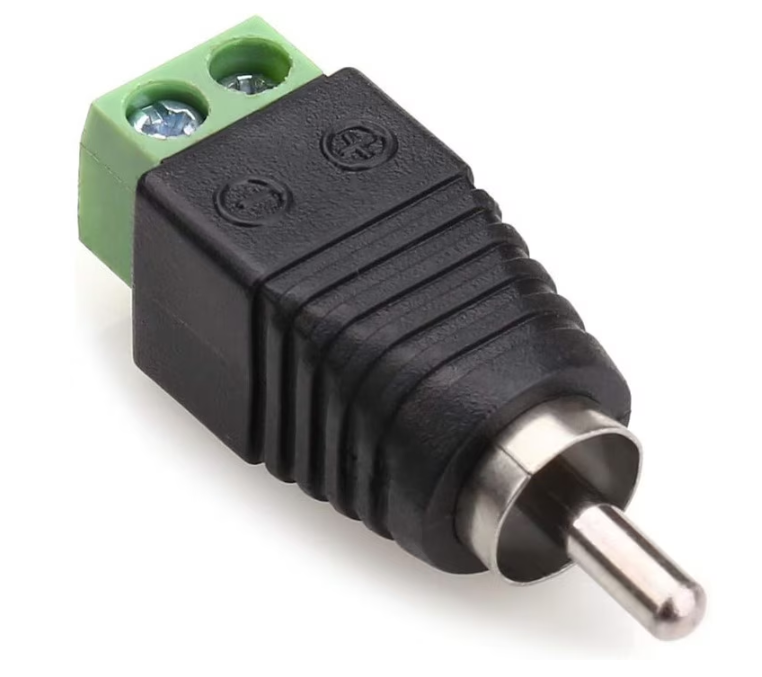Mufă RCA tată cu prindere cu șurub, regletă cu 2 pini, negru/verde, set 5 bucăți BESTSELLS
