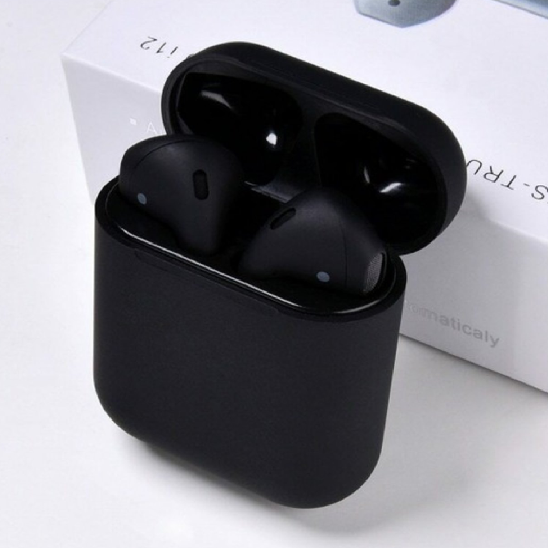 Căști wireless HOZRO, i12 TWS negre, design ergonomic, conexiune Bluetooth stabilă, microfon integrat, autonomie extinsă și sunet clar, ideale pentru muzică, apeluri și sport HOZRO