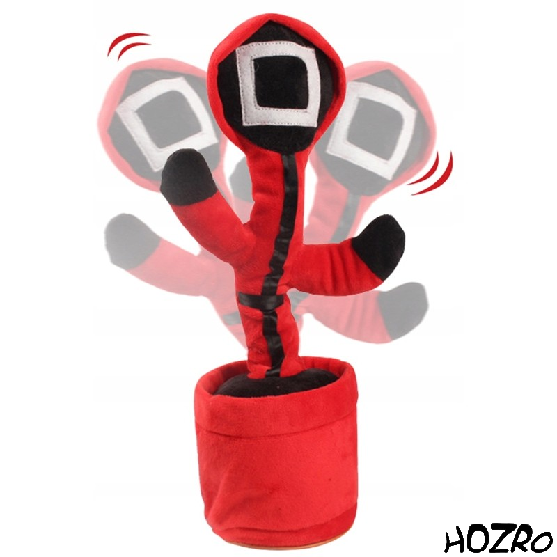 Jucărie Interactivă HOZRO, Cactus Dansator Squid Game – Imitație, Cântă și Dansează, cu Lumină și Sunet, 32 cm, Roșu-Negru HOZRO