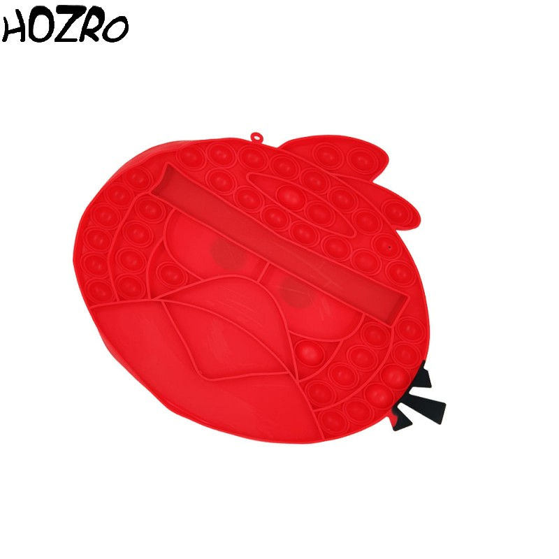 Jucarie Senzoriala HOZRO, Antistres Pop It Now and Flip It, Push Bubble, 20 x 20 cm, Model Angry Birds, Rosu HOZRO