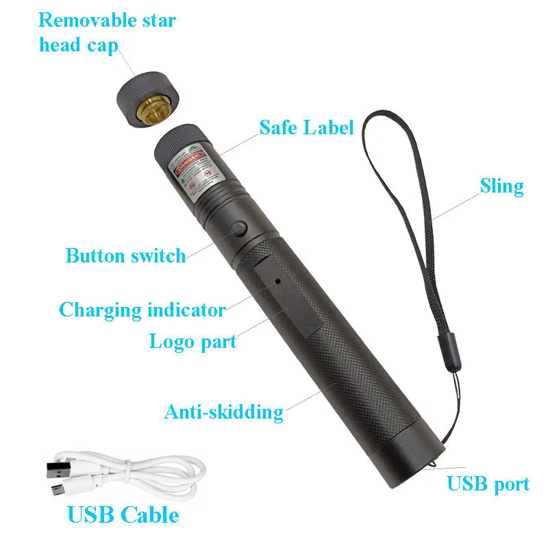 Laser Pointer Verde, raza actiune pana la 10 km pentru camping si drumetii, acumulator inclus BESTSELLS