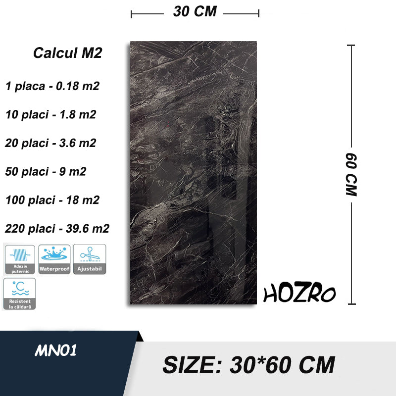 Tapet imitatie Marmura decorativa, autoadezive, model abstract, 30x60 cm, MN01 HOZRO