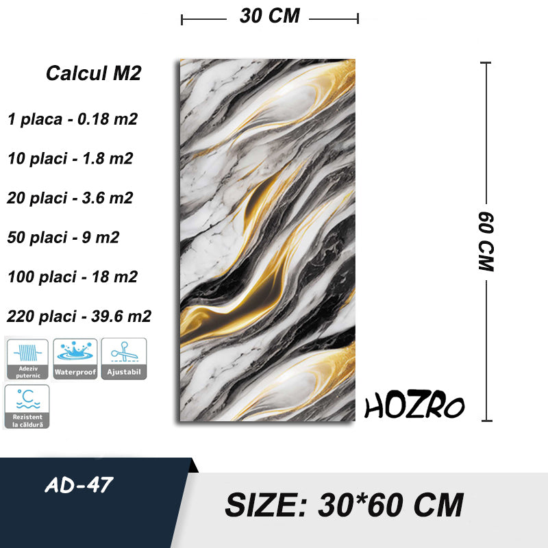 Tapet imitatie Marmura decorativa, autoadezive, model abstract, 30x60 cm, 250-10