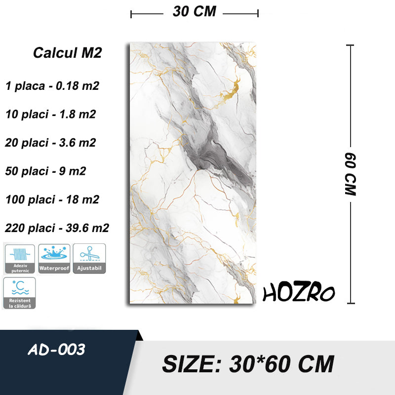 Tapet imitatie Marmura decorativa, autoadezive, model abstract, 30x60 cm, 250-2