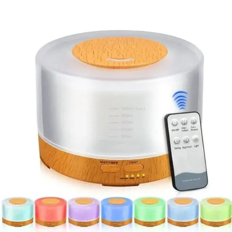 Umidificator de Aer HOZRO, cu Aromaterapie, Iluminare RGB, Portabil, Telecomandă, Rezervor 700ml, Culoare Stejar Deschis! 🌿