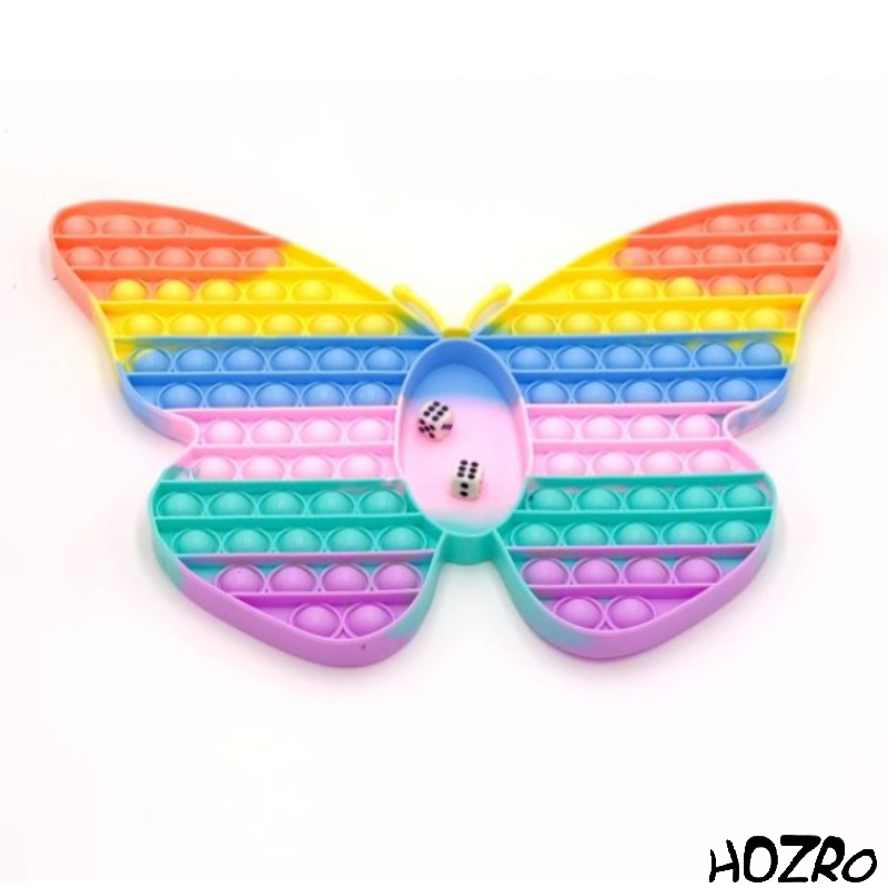 Jucarie Interactiva HOZRO, Pop It Fluture Flippy, Dimensiuni Mari 25×30 cm, Multicolor – Antistres, Educativa si Amuzanta pentru Copii si Adulti, Flip It & Push On It HOZRO