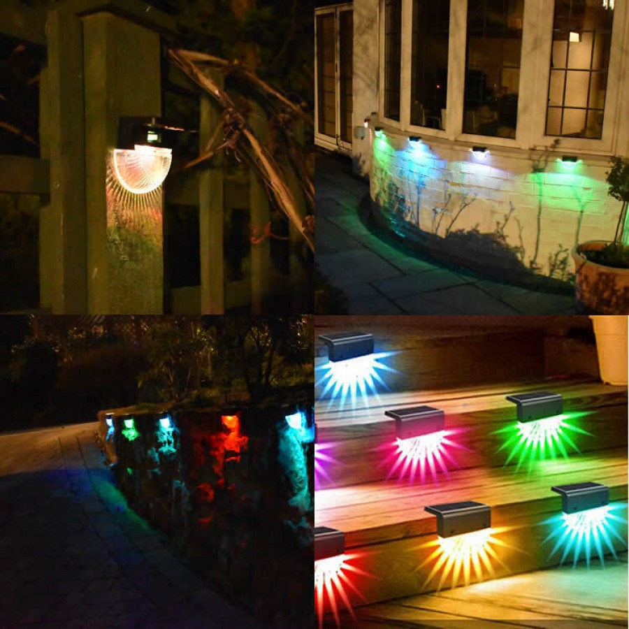 Set 4 Lampi solare de perete HOZRO, pentru exterior, iluminare sus și jos, culoare neagră, design modern și compact, dimensiune 7.5 x 7.5 cm, alimentare solară, protecție IP65 rezistentă la apă și praf, ideale pentru fațadă, gard, terasă HOZRO