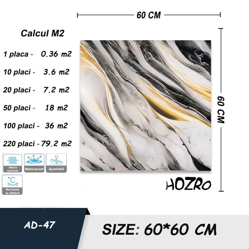 Tapet imitatie Marmura decorativa, autoadezive, model abstract, 60x60 cm, 250-24