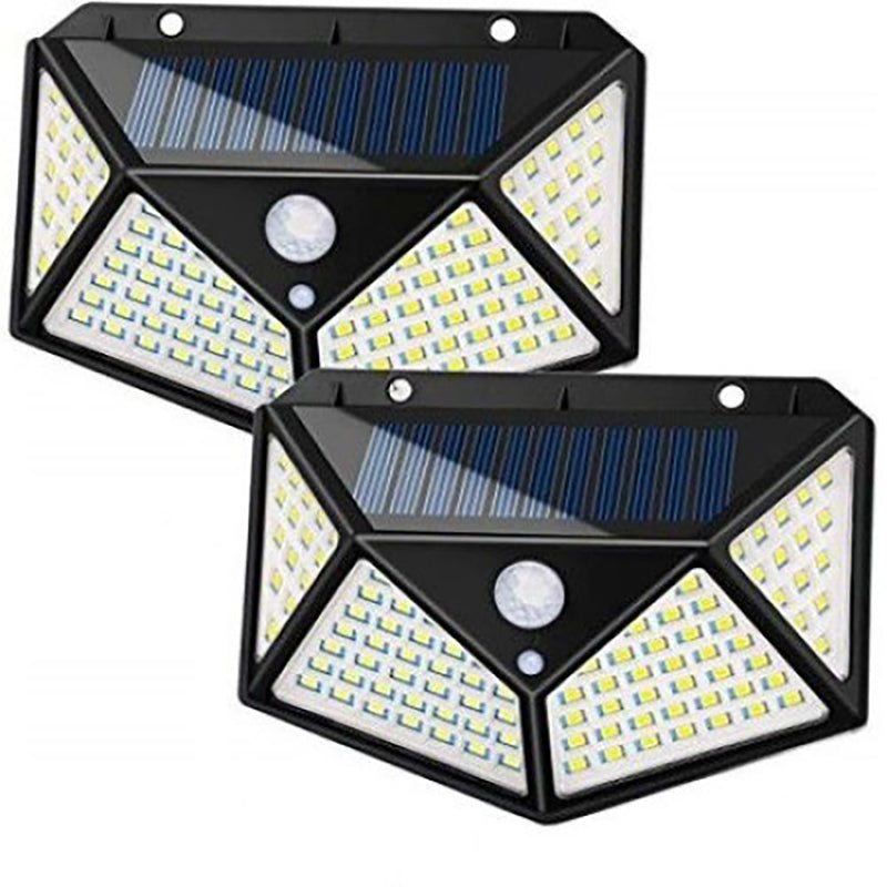 Lampa Solara HOZRO, SH 100, 100 LED-uri, Iluminare de 1000 Lumen, Senzor de Miscare si Lumina, Baterie Reincarcabila 2200mAh, Design Modern, Negru HOZRO