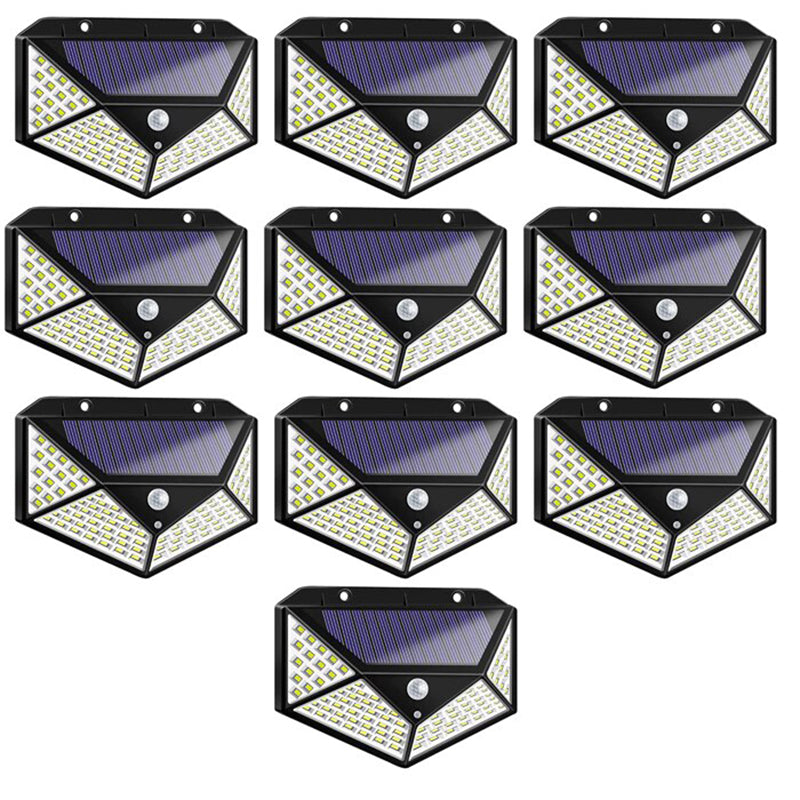 Lampa Solara HOZRO, SH 100, 100 LED-uri, Iluminare de 1000 Lumen, Senzor de Miscare si Lumina, Baterie Reincarcabila 2200mAh, Design Modern, Negru HOZRO