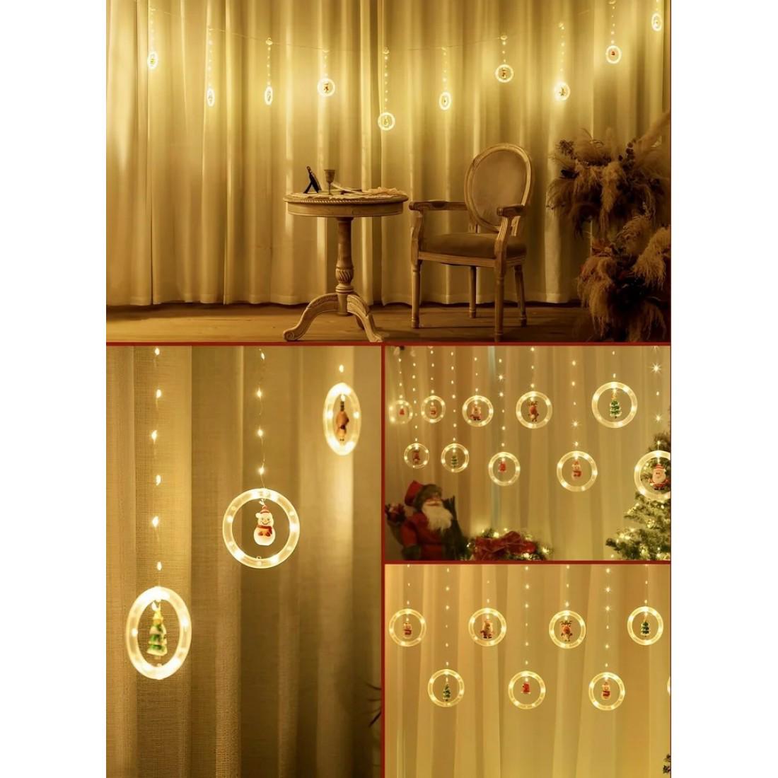 Instalatie de Craciun tip Perdea LED cu Figurine Decorative, 3m x 0.5m HOZRO