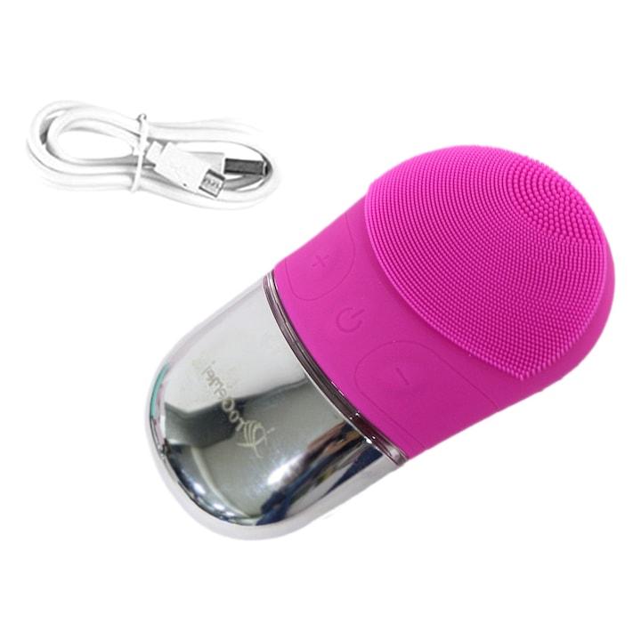 Aparat de masaj facial Hozro GM-3075, incarcare wireless, motor silentios, dock incarcare, viteza ajustabila, peri moi, impermeabil, curatare ten HOZRO