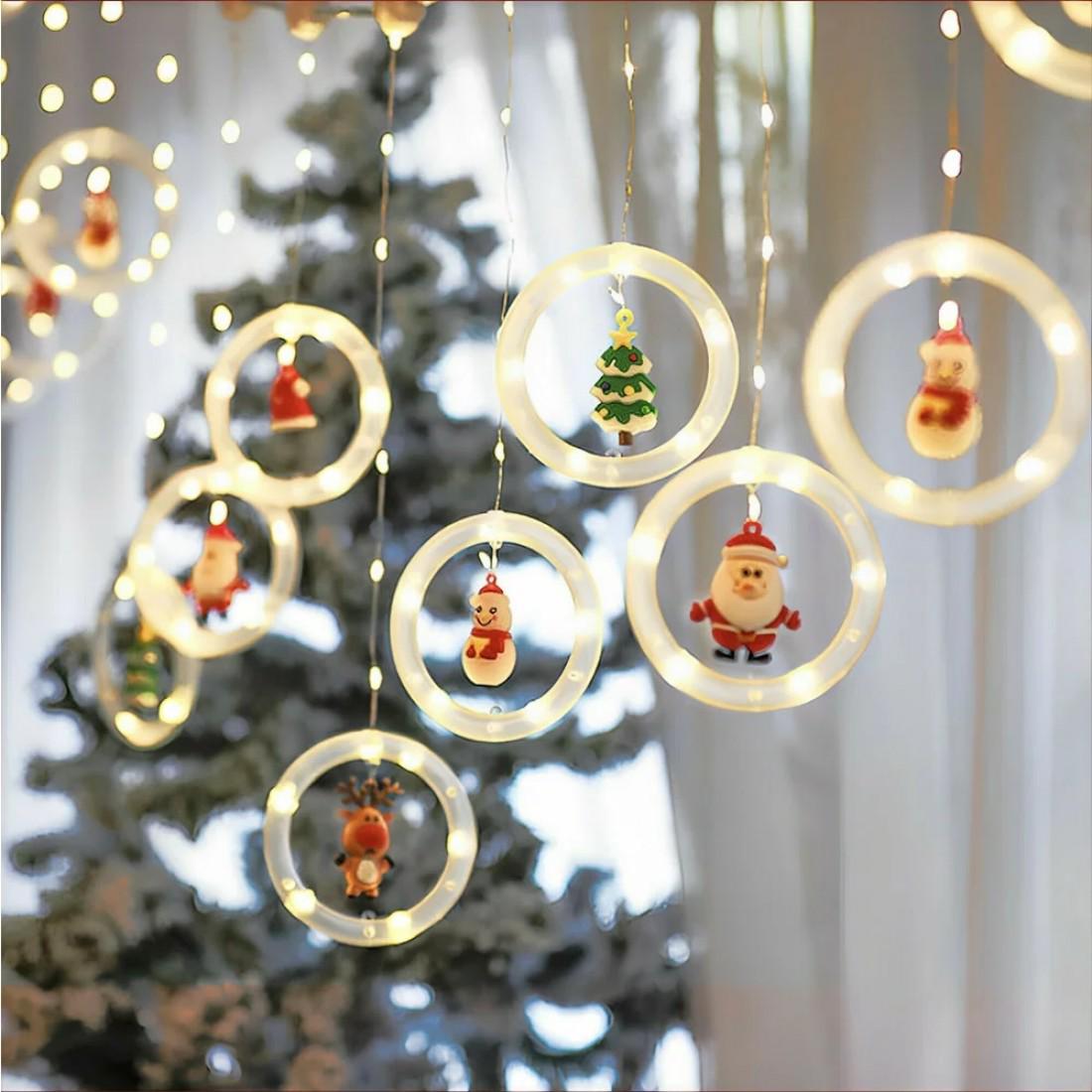 Instalatie de Craciun tip Perdea LED cu Figurine Decorative, 3m x 0.5m HOZRO