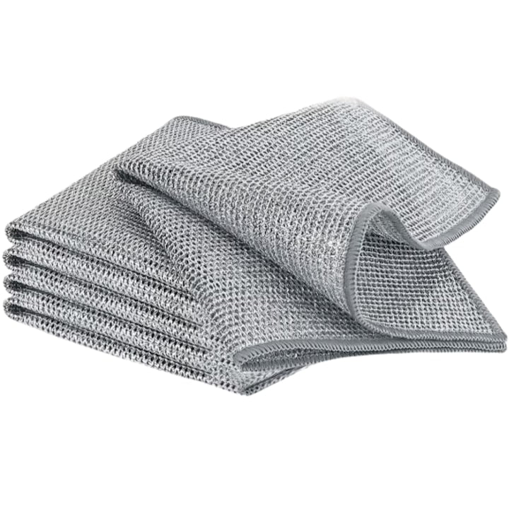 Pachet Premium pentru Curățare Eficientă: Set 2 Mănuși Abrazive Multifuncționale Hozro + Set 5 Lavete din Sârmă Argintie HOZRO