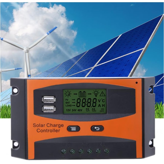 Controler solar Hozro PWM de 20A Phuture, 12V/24V, Regulator solar alimentare acumulatori, cu 2 USB si ecran LCD HOZRO