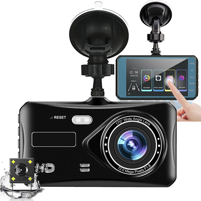 Camera Auto HOZRO® DVR, Dual Lens HD 1080p, dubla inregistrare fata si spate, camera de rezerva, ecran de 4 inch, inregistrare in bucla, detectarea miscarii, durabil HOZRO