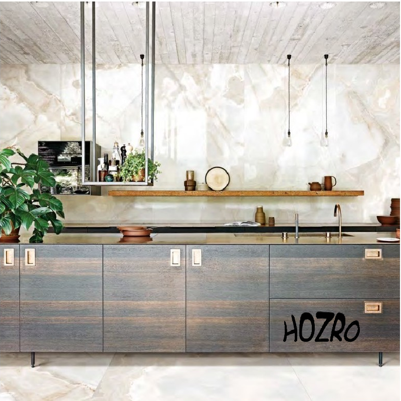 Set 10 x Placi PVC Autoadezive HOZRO, Pentru Podea, Stil Marmura, Grosime 1.4 mm, Culoare Auriu, Acopera 2.02 mp, Model ALM 2-4 – Rezistente si Usor de Montat HOZRO