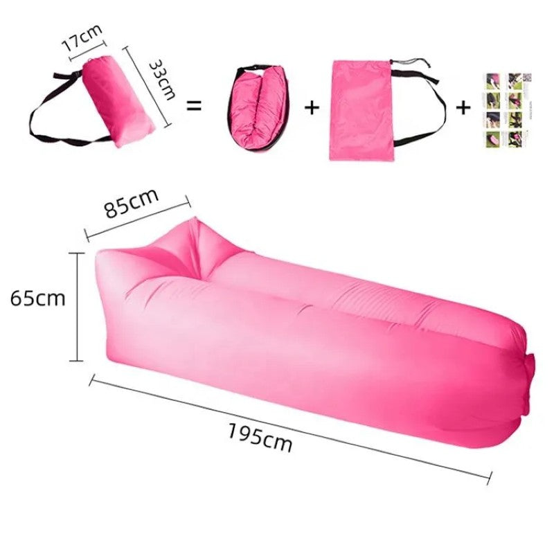 Saltea Gonflabilă Lazy Bag Tip Sezlong – Perfectă pentru Camping, Plajă și Piscină! 🏖️Roz BESTSELLS