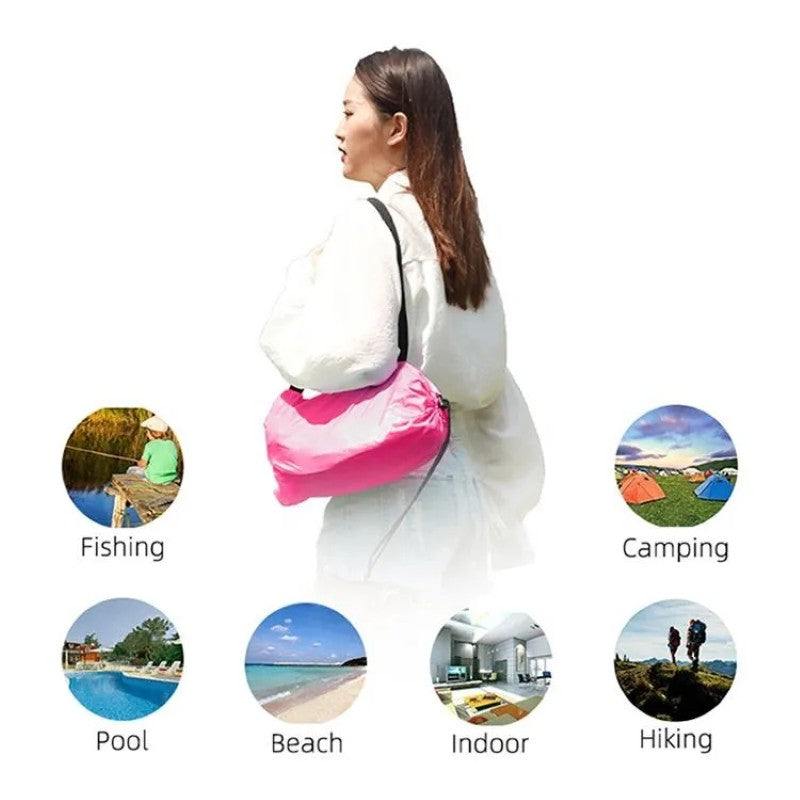 Saltea Gonflabilă Lazy Bag Tip Sezlong – Perfectă pentru Camping, Plajă și Piscină! 🏖️Roz BESTSELLS