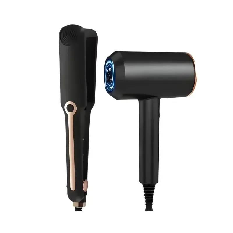 Set uscator si placa pentru par, cu reglare a temperaturii, sistem ce nu permite supraincalzirea, model Shine Therapy, negru BESTSELLS