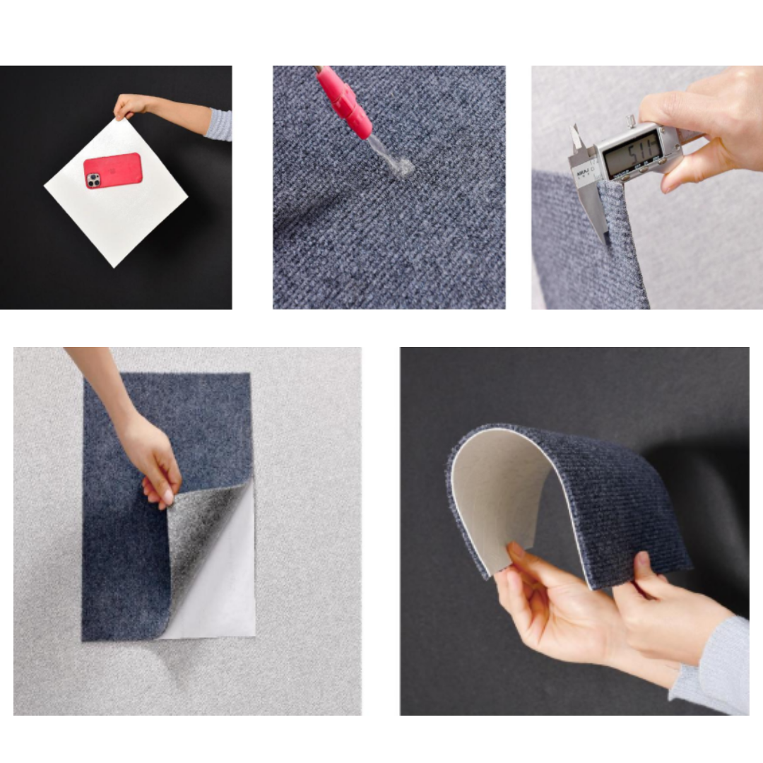 Placi adezive tip mocheta HOZRO, 60X60 cm, usor de instalat, material textil, antiderapante, usor de curatat, model NEGRU 602-21 BESTSELLS