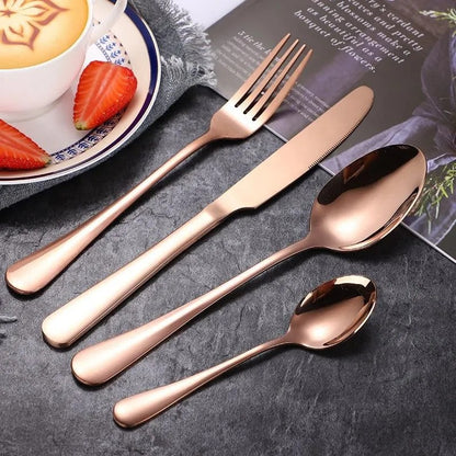 🍽️ Set de Tacâmuri 24 Piese – Eleganță în Fiecare Detaliu, Oțel Inoxidabil, Aramiu, Design Modern BESTSELLS