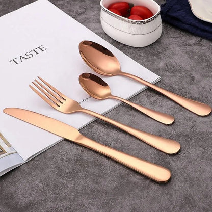 🍽️ Set de Tacâmuri 24 Piese – Eleganță în Fiecare Detaliu, Oțel Inoxidabil, Aramiu, Design Modern BESTSELLS