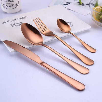 🍽️ Set de Tacâmuri 24 Piese – Eleganță în Fiecare Detaliu, Oțel Inoxidabil, Aramiu, Design Modern BESTSELLS
