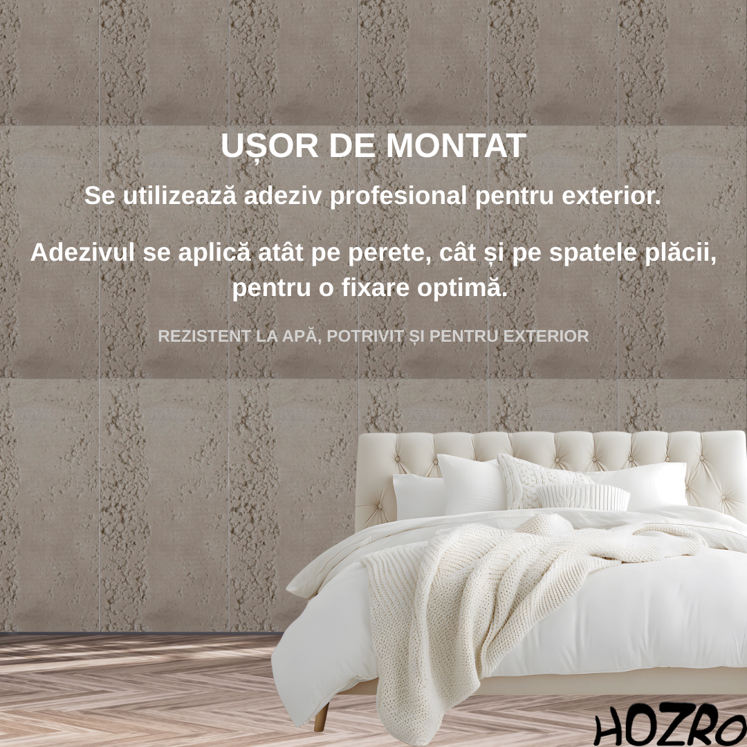 Panouri Decorative Exterior HOZRO, Soft Stone Skin 60 x 120 cm – Finisaj Elegant Tip Piatră, Montaj Rapid, Rezistență Ridicată pentru Fațade Moderne, Model 602-36 BESTSELLS
